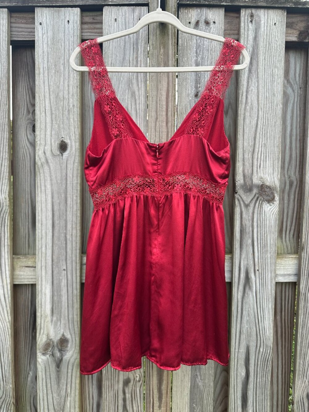 Reformation Elina Silk Mini Dress Sangre Red Lace V-Neck Fit Flare 8 - Picture 5 of 9